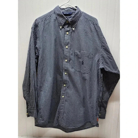 Nautica  Men's Classic Navy Check Button Up  XL - Picture 9 of 9